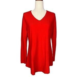Eileen FIsher scarlet long sleeve wool knit top size large